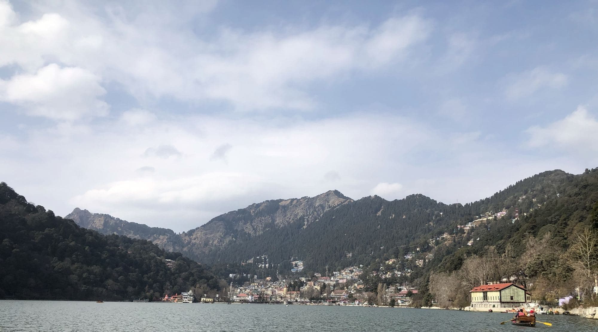 Nainital lake, with the town along the far shore