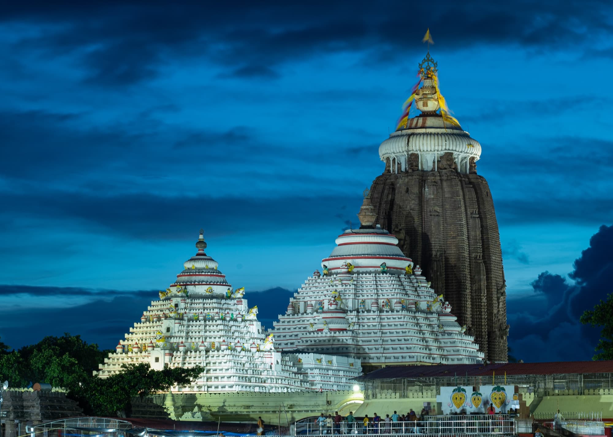 The Jagannath Temple at Puri, lit at night
